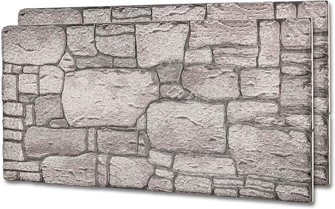 3D Faux Brick Wall Panels (2-Pack) - Easy DIY Install with Adhesive - Lightweight Styrofoam Stone Cladding for Interior & Exterior Limestone - 40"x20"