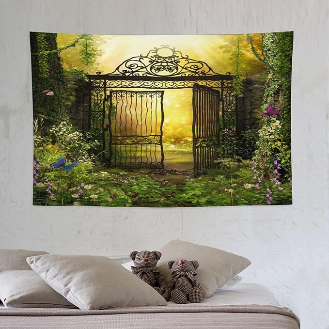 ZhiRain Fantasy Tapestry Wall Hanging Gothic Gate Fantasy Forest Magic Dreamland Fairy Landscape Pattern Tapestries Home Decor for Living Room Bedroom Apartment Farmhouse Dorm 40"x60"