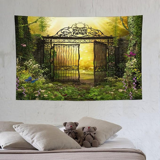ZhiRain Fantasy Tapestry Wall Hanging Gothic Gate Fantasy Forest Magic Dreamland Fairy Landscape Pattern Tapestries Home Decor for Living Room Bedroom Apartment Farmhouse Dorm 40"x60"