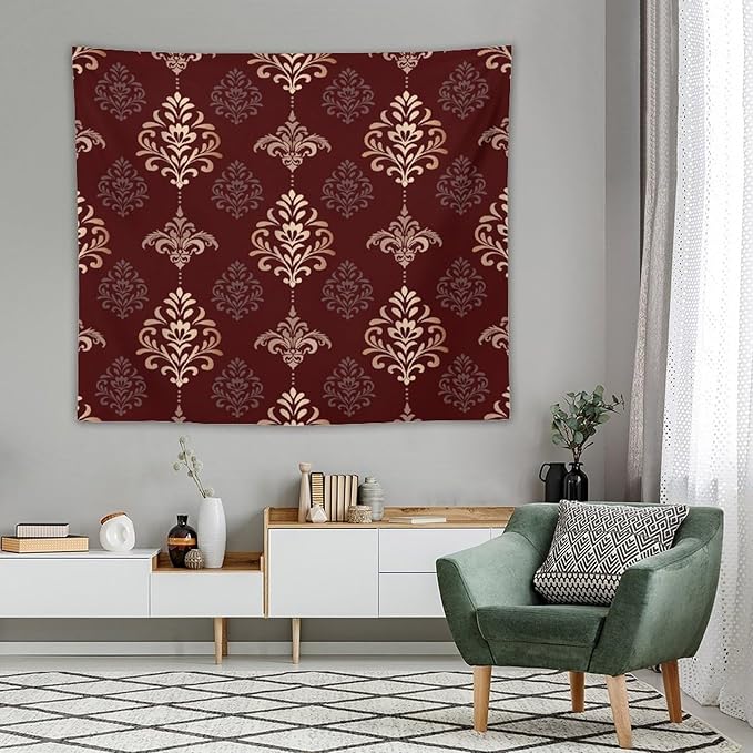 ZhiRain Vintage Damask Floral Tapestry Wall Hanging Oriental Antique Gothic Bohemia Floral Tapestries Home Decor for Living Room Bedroom Farmhouse Apartment Dorm 50"x60"