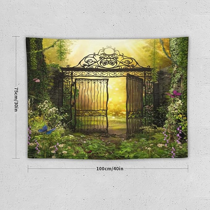 ZhiRain Fantasy Tapestry Wall Hanging Gothic Gate Fantasy Forest Magic Dreamland Fairy Landscape Pattern Tapestries Home Decor for Living Room Bedroom Apartment Farmhouse Dorm 30"x40"