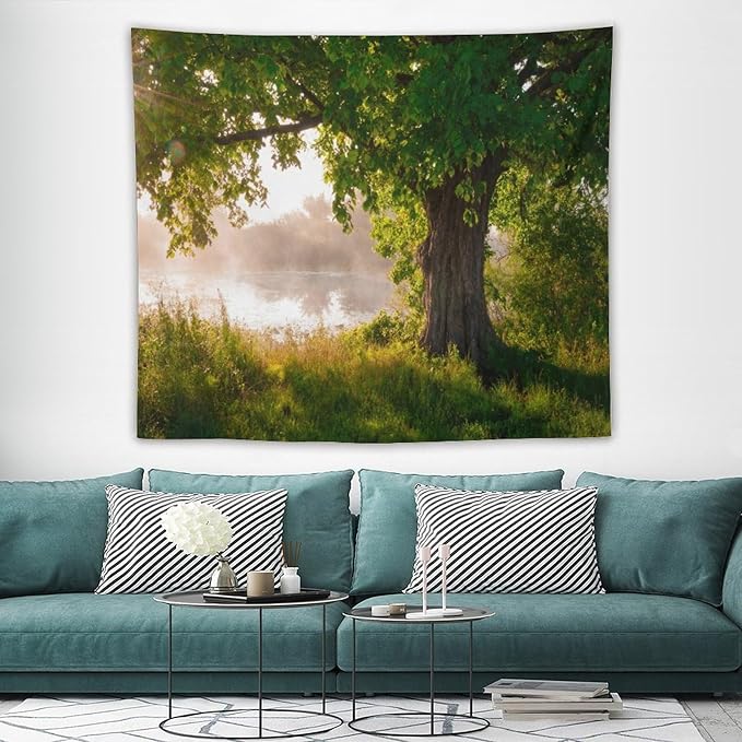 ZhiRain Tree Tapestry Wall Hanging Green Jungle Trees Nature Landscape Tapestries Home Decor for Living Room Bedroom Apartment Farmhouse Dorm 50"x60"