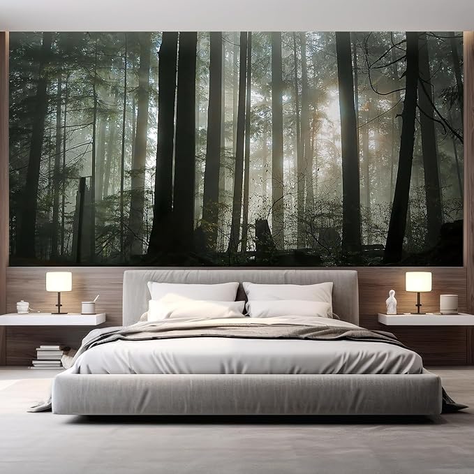 wall26 Foggy Forest Removable Wall Mural Self-Adhesive Large Wallpaper - 48x72 inches
