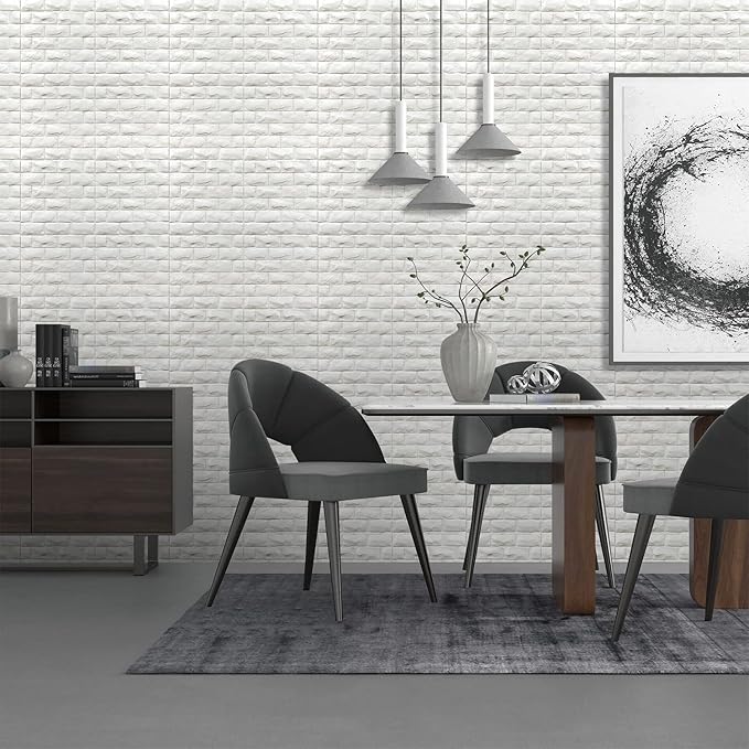YU LI 3DH 3D Wall Panels Peel and Stick 30PCS White Foam Brick Wallpaper for Bedroom Faux Stone Wall Panel Self-Adhesive Wallpaper (30PCS-29 Sq Ft, White)