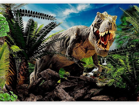 artgeist Wall Mural 3D Effect 173x124 in - Peel and Stick Self-Adhesive Wallpaper Removable Large Sticker Foil Wall Decor Print Picture Image Design - Dinosaurs City g-C-0095-a-a