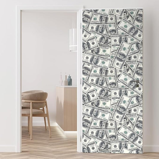 wall26-100 Dollar Bills Collage Background Large Money Wall Mural, Removable Peel and Stick Wallpaper, Home Decor - 96x48 inches
