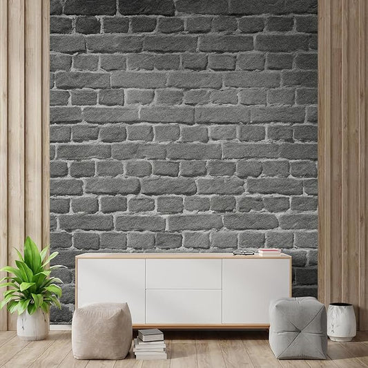 wall26 Old Dark Brick Wall, Texture Background Removable Wall Mural | Self-Adhesive Large Wallpaper - 96x96 inches