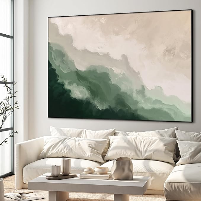 36"x46" XL Framed Wall Art - Soothing Ocean Waves Minimalist (Frame Assembly Required)