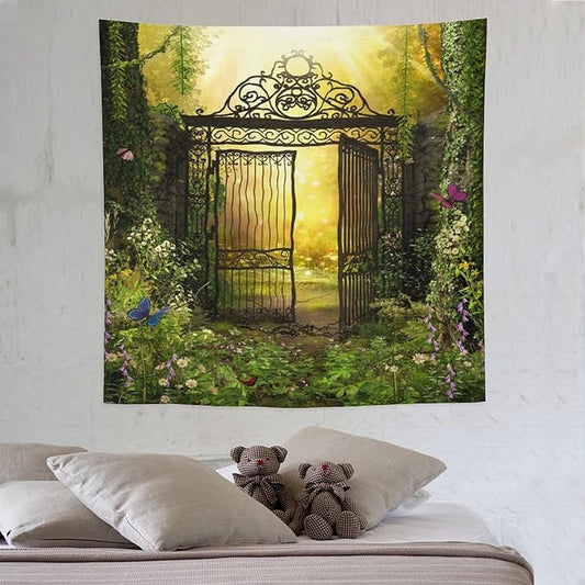 ZhiRain Fantasy Tapestry Wall Hanging Gothic Gate Fantasy Forest Magic Dreamland Fairy Landscape Pattern Tapestries Home Decor for Living Room Bedroom Apartment Farmhouse Dorm 60"x60"