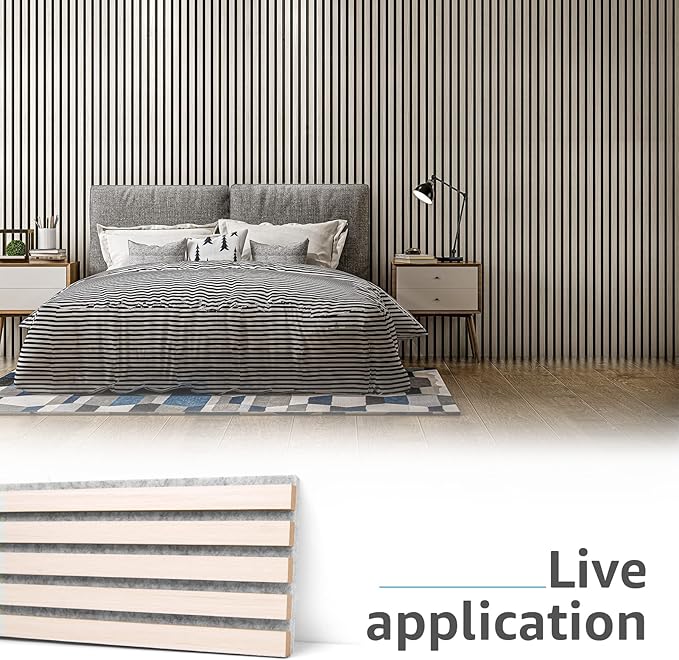 Art3d 4-Piece Wood Slat Acoustic Panels for Stylish Decor and Noise Reduction, 3D Textured Panel for Ceiling and Wall, White Elm