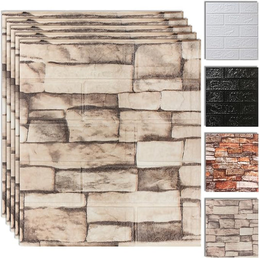 30PCS 3D Wall Panels Peel and Stick Foam, Self-Adhesive Decorative 3D Brick Wallpaper Wall Covering, Faux Stone Wall Panel Foam Brick for Living Room, Kitchen, Bathroom