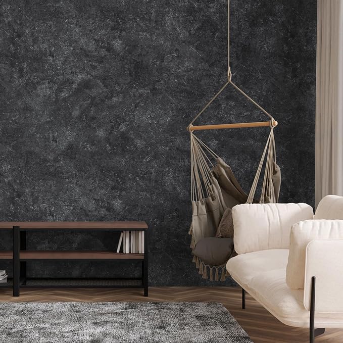 15.7'' x 590.5'' Concrete Wallpaper Peel and Stick - Grey Cement Wall Paper for Bedroom - Gray Self-Adhesive Waterproof Contact Paper for Countertop - Textured Vinyl Wrap Stickers for Living Room