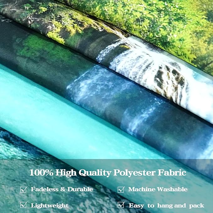 Zussun Nature Forest Tree Tapestry Flowing Waterfall Green Jungle Tapestry for Bedroom Aesthetic Teal Lake Landscape Large Tapestries Wall Hanging for Dorm Living Room Decor 80 x 60 Inch