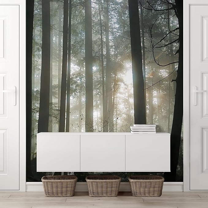 wall26 Foggy Forest Removable Wall Mural Self-Adhesive Large Wallpaper - 120x96 inches