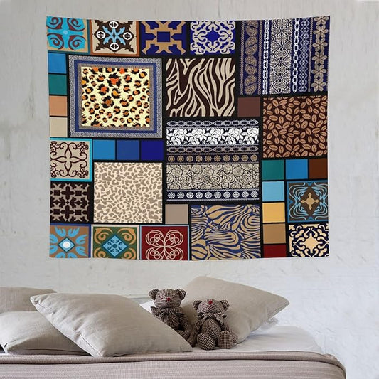 ZhiRain Boho Style Tapestry Wall Hanging Bohemian Ethnic Pattern Floral And Animal Skin Print Tapestries Home Decor for Living Room Bedroom Apartment Farmhouse Dorm 50"x60"