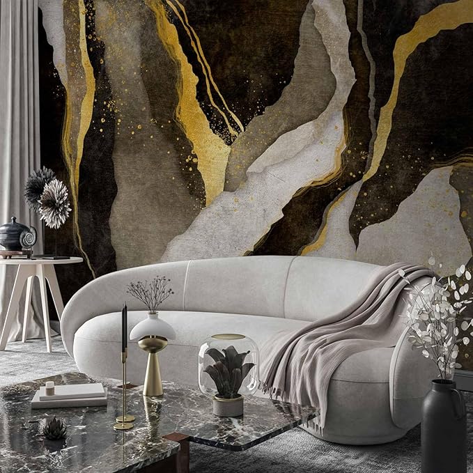 artgeist Wall Mural Abstract 173x124 in - Peel and Stick Self-Adhesive Wallpaper Removable Large Sticker Foil Wall Decor Print Picture Design Marble Like Painted a-A-10203-a-b