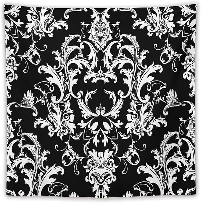 ZhiRain Damask Pattern Tapestry Wall Hanging Boho Baroque Style Tapestries Home Decor for Living Room Bedroom Farmhouse Apartment Dorm 60"x60"
