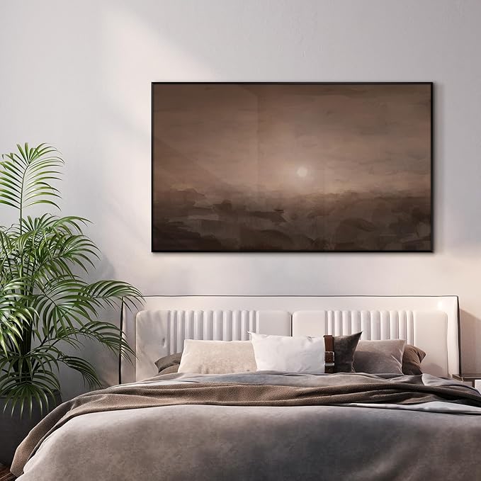 36"x60" XL Framed Wall Art - Decor Sunset Landscape Soft Brown Horizon (Frame Assembly Required)