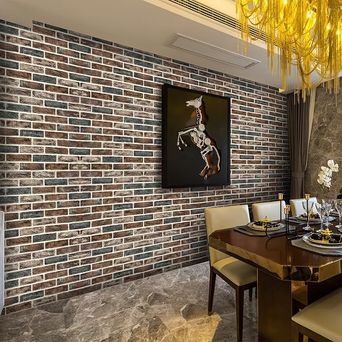 20-Pack 104 Sq.Ft 3D Wall Panels Peel and Stick 3D Faux Brick Wallpaper Peel and Stick Brown Grey Faux Stone Wall Panel Foam Brick Self-Adhesive 3D Wallpaper