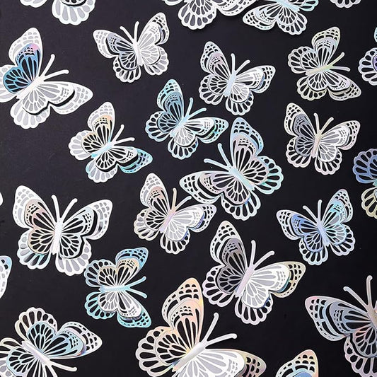 36PCS Butterfly Wall Decals - 3D Butterflies Wall Stickers Removable Mural Decor Wall Stickers Decals Home Decor Room Bedroom Decor Living Room Decor (Sliver)