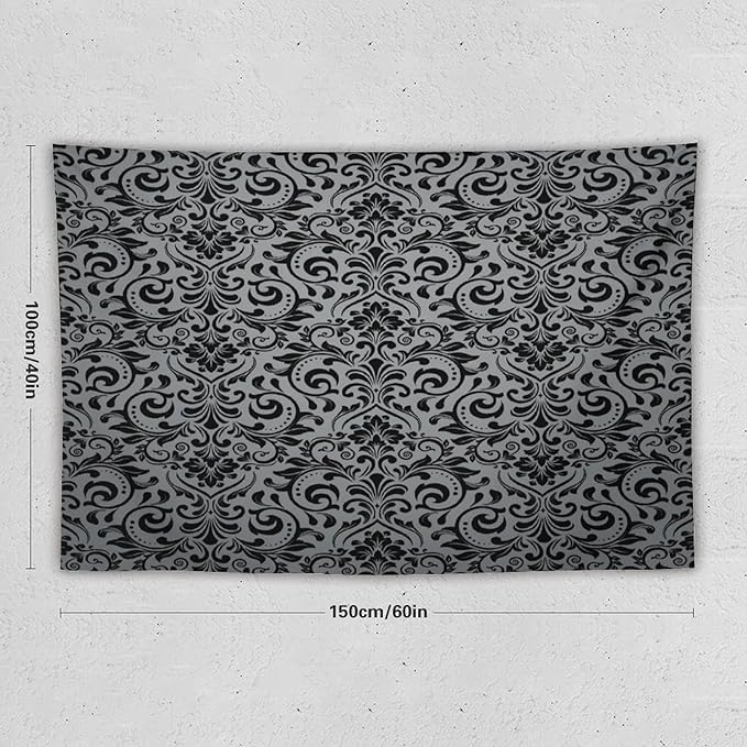 ZhiRain Damask Floral Tapestry Wall Hanging Vintage Classic Flower Pattern Tapestries Home Decor for Living Room Bedroom Farmhouse Apartment Dorm 40"x60"