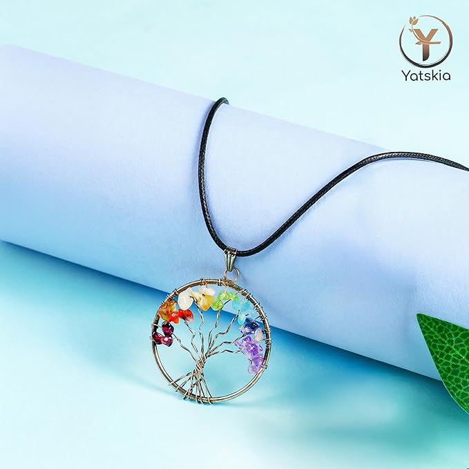 YATSKIA Mix Chakra Tree - Gemstone Tree of Life - Crystal Gifts for Women - Gemstones and Crystals - Crystal Trees for Positive Energy - Meditation Gifts