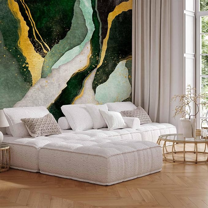 artgeist Wall Mural Abstract 77x55 in - Peel and Stick Self-Adhesive Wallpaper Removable Large Sticker Foil Wall Decor Print Picture Design Marble Like Painted a-A-10203-a-a