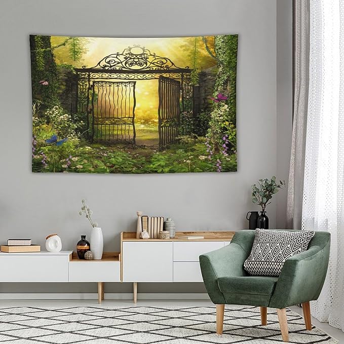 ZhiRain Fantasy Tapestry Wall Hanging Gothic Gate Fantasy Forest Magic Dreamland Fairy Landscape Pattern Tapestries Home Decor for Living Room Bedroom Apartment Farmhouse Dorm 40"x60"