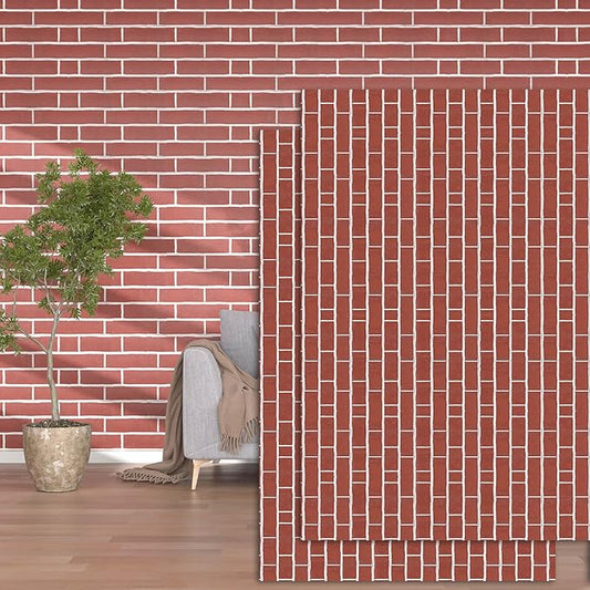 3D Wall Panels - 4PCS 47.2"x26" Faux Stone Wall Covering - MCM Modified Clay Material for Home Art, Accent Brick, Modern Exterior/Interior Decoration, Covering 34 sq.ft Slate Red Brick