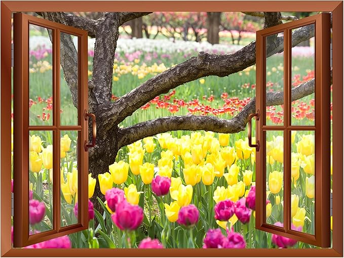 wall26 Bed of Tulips Removable Wall Sticker/Wall Mural - 24"x32"