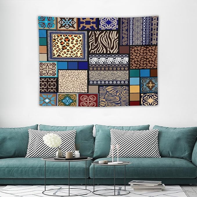 ZhiRain Boho Style Tapestry Wall Hanging Bohemian Ethnic Pattern Floral And Animal Skin Print Tapestries Home Decor for Living Room Bedroom Apartment Farmhouse Dorm 30"x40"