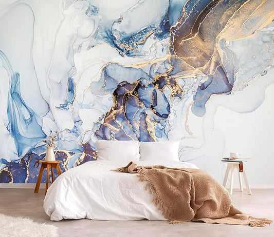 YQWDMX - Gray and Gold Marble Peel and Stick Wallpaper Abstract Mural for Bedroom ZY05 L