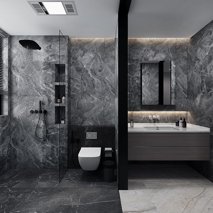 197x48inch Extra Wide Marble Granite Contact Paper peel and stick on Kitchen Countertops Vinyl laminate Sheets Wallpapers Black White Matte Self Adhesive Sticker Bathroom Removable Wall Wrapping Paper