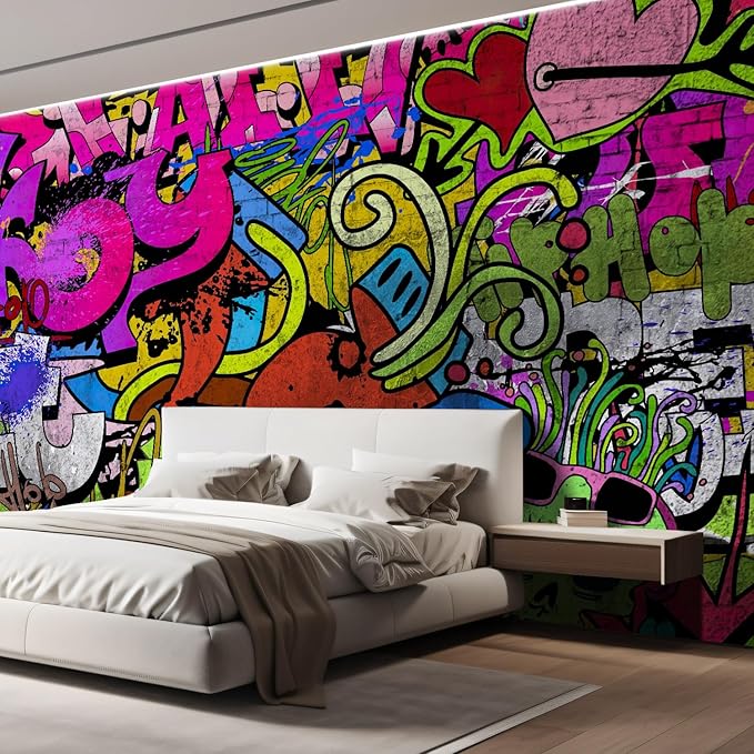wall26 Colorful Graffiti Large Wall Mural, Removable Peel and Stick Wallpaper - 66x96 inches