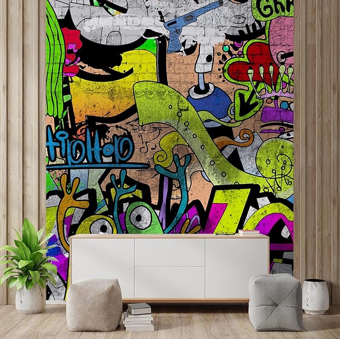 wall26 Colorful Graffiti Large Wall Mural, Removable Peel and Stick Wallpaper, Home Decor - 108x72 inches