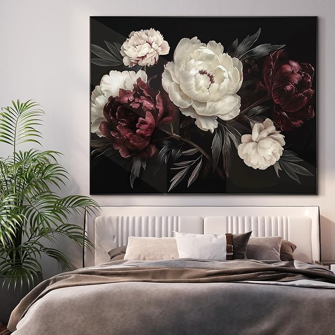 46"x60" XL Framed Wall Art - Decor Classic Dark Floral Bouquet (Frame Assembly Required)