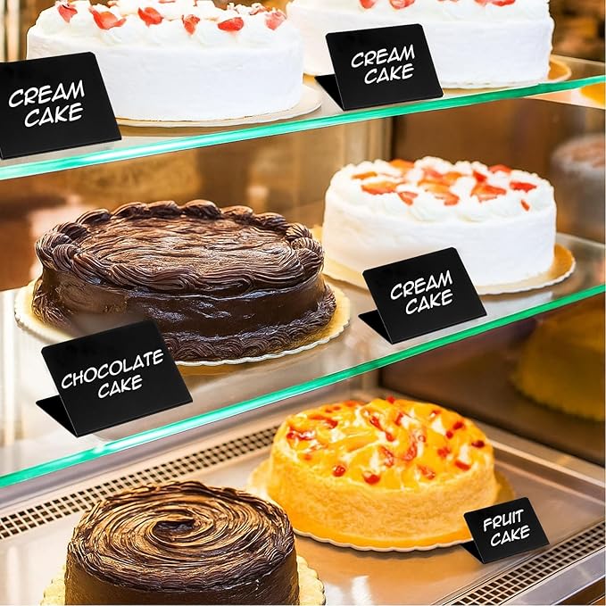 40 Pack Reusable Mini Chalkboard Signs, Food Labels for Party Buffet Catering Supplies, 3.9x2.7 Inch Black Buffet Display Tent Cards with V-Shaped Design