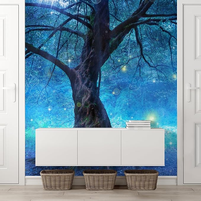 wall26 Fairy Tree in Mystic Forest Removable Wall Mural Self-Adhesive Large Wallpaper - 108x72 inches