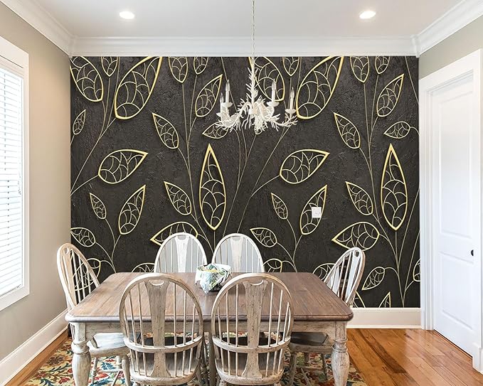 YIHWM -Gold Leaf Backdrop Large Fabric Wallpaper Living Room Bedroom Bathroom Wall Mural- 160"x108"（ not Peel and Stick）