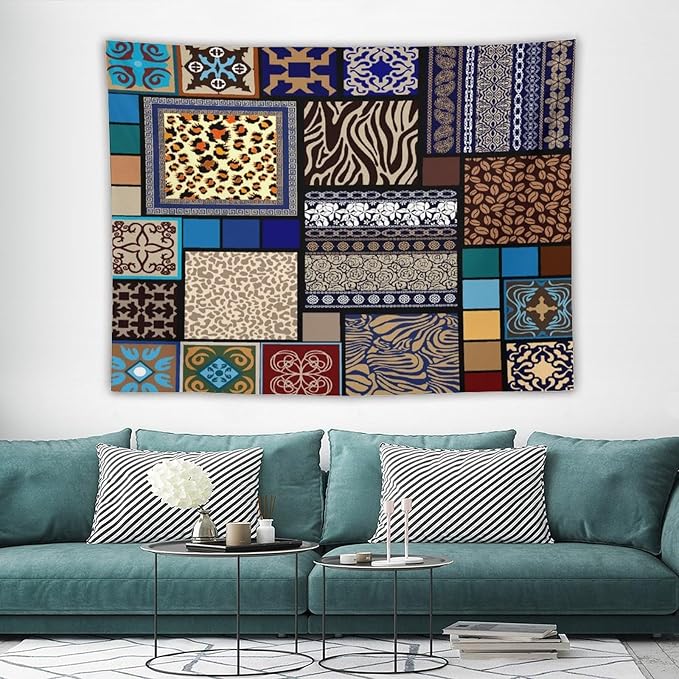 ZhiRain Boho Style Tapestry Wall Hanging Bohemian Ethnic Pattern Floral And Animal Skin Print Tapestries Home Decor for Living Room Bedroom Apartment Farmhouse Dorm 60"x80"