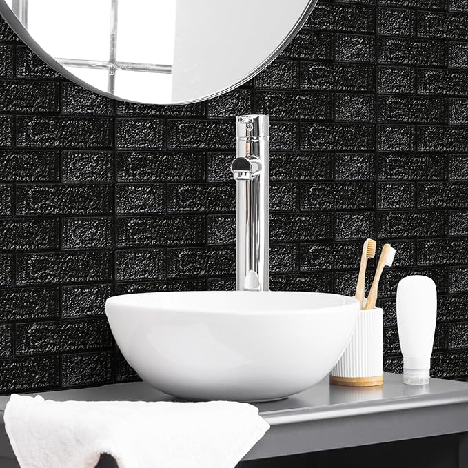 10PCS 3D Wall Panels Peel and Stick Foam, Self-Adhesive Decorative 3D Brick Wallpaper Wall Covering, Faux Stone Wall Panel Foam Brick for Living Room, Kitchen, Bathroom