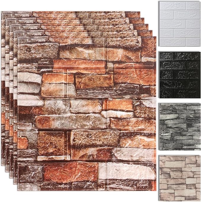 20PCS 3D Wall Panels Peel and Stick Foam, Self-Adhesive Decorative 3D Brick Wallpaper Wall Covering, Faux Stone Wall Panel Foam Brick for Living Room, Kitchen, Bathroom