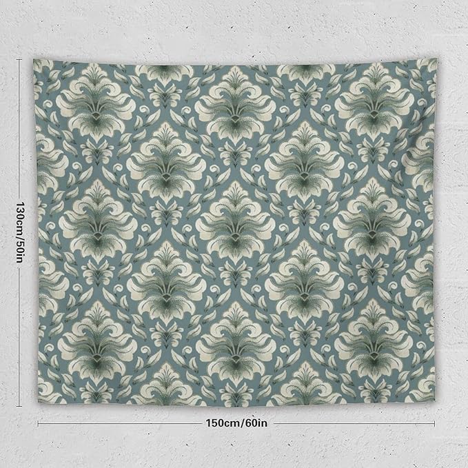 ZhiRain Retro Damask Tapestry Wall Hanging Gothic Vintage Baroque Classic Pattern Tapestries Home Decor for Living Room Bedroom Farmhouse Apartment Dorm 50"x60"
