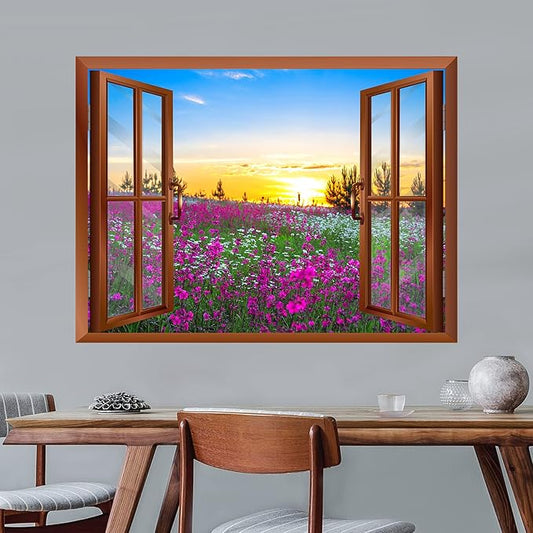 wall26 Beautiful Summer Sunrise Over a Blossoming Meadow Removable Wall Sticker/Wall Mural - 24"x32"