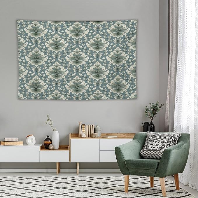 ZhiRain Retro Damask Tapestry Wall Hanging Gothic Vintage Baroque Classic Pattern Tapestries Home Decor for Living Room Bedroom Farmhouse Apartment Dorm 60"x90"