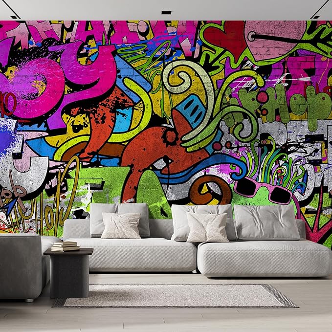 wall26 Colorful Graffiti Large Wall Mural, Removable Peel and Stick Wallpaper - 66x96 inches