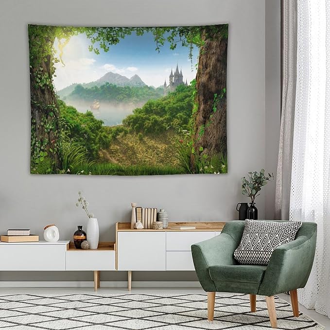 ZhiRain Fantasy Forest Tapestry Wall Hanging Beautiful Enchanting Fairy Tale Woodland Tapestries Home Decor for Living Room Bedroom Farmhouse Apartment Dorm 60"x80"