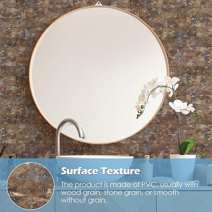 20-Pack Peel and Stick Tile Backsplash 12"X12" PVC Wall Tiles, Stick on Backsplash for Kitchen, Bathroom Tile, Fireplace Décor, Laundry Table, Stair Decals in Rustic