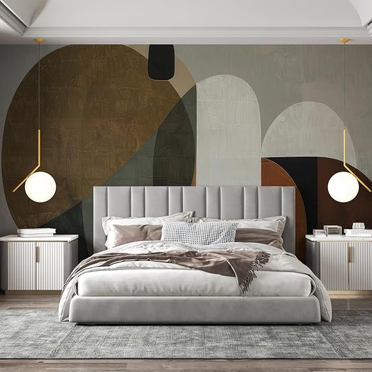 Zeeko Modern Abstract Geometrical Wall Mural Peel and Stick (148" W x 110" H) Mid Century Canvas Waterproof Self Adhesive Removable Wallpaper for Bedroom Living Room Office Art Decor