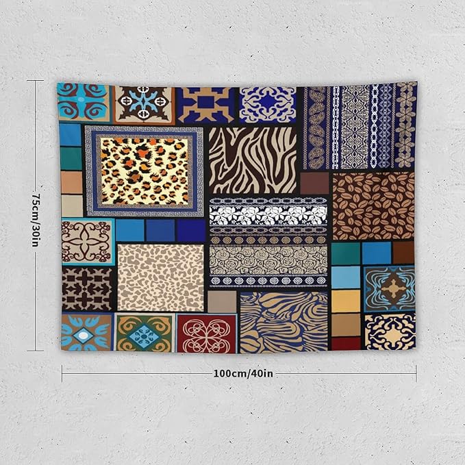 ZhiRain Boho Style Tapestry Wall Hanging Bohemian Ethnic Pattern Floral And Animal Skin Print Tapestries Home Decor for Living Room Bedroom Apartment Farmhouse Dorm 30"x40"